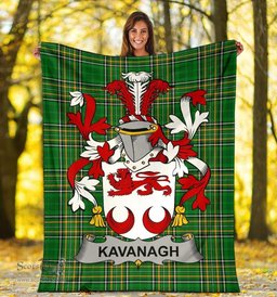 Scottish Kavanagh or Cavanagh Coat of Arms Family Crest Ireland Blanket Irish National Tartan Irish County Blanket