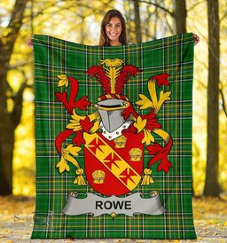 Scottish Rowe Coat of Arms Family Crest Ireland Blanket Irish National Tartan Irish County Blanket