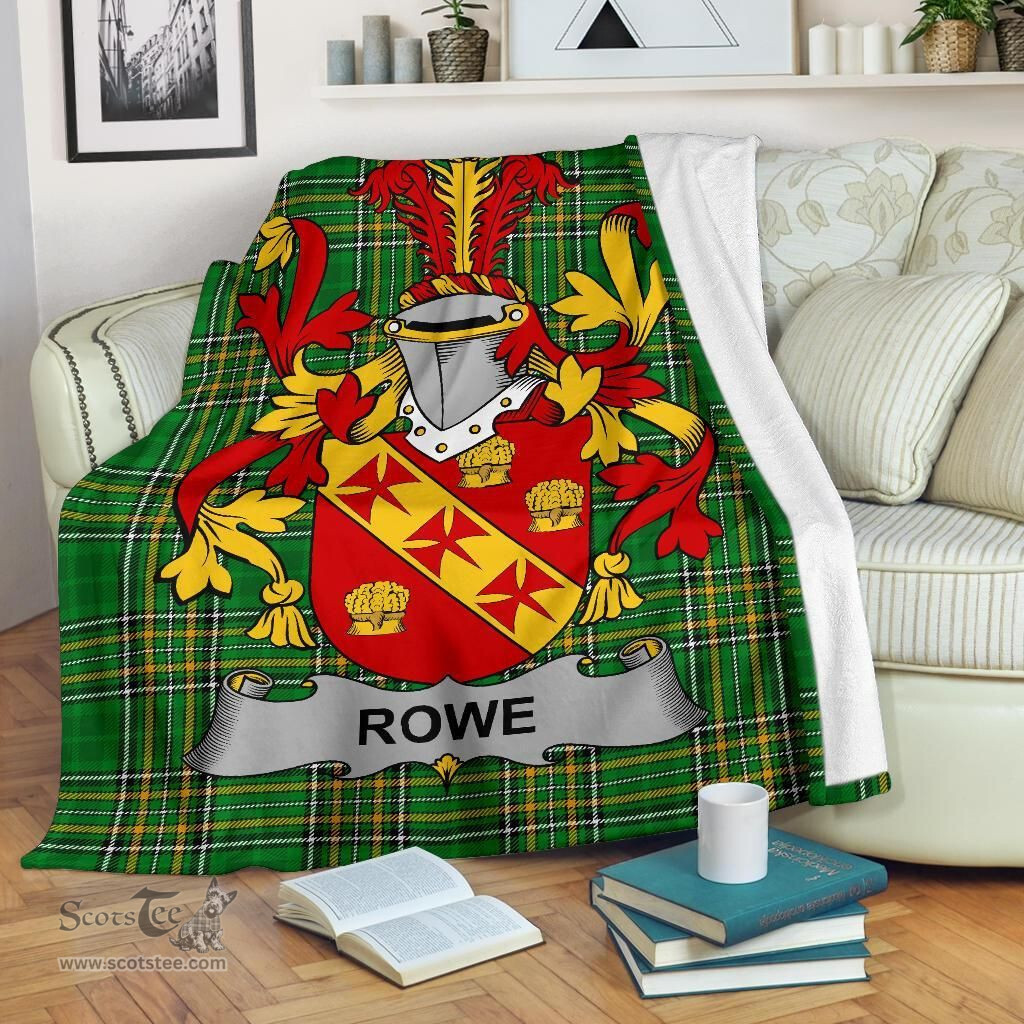 Scottish Rowe Coat of Arms Family Crest Ireland Blanket Irish National Tartan Irish County Blanket