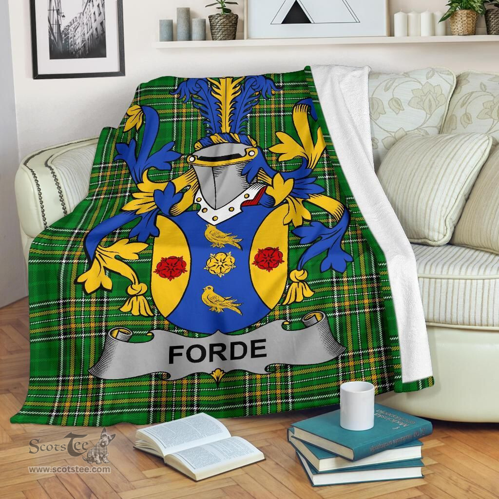 Scottish Forde or Consnave Coat of Arms Family Crest Ireland Blanket Irish National Tartan Irish County Blanket