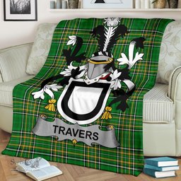 Scottish Travers Coat of Arms Family Crest Ireland Blanket Irish National Tartan Irish County Blanket