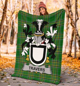 Scottish Travers Coat of Arms Family Crest Ireland Blanket Irish National Tartan Irish County Blanket