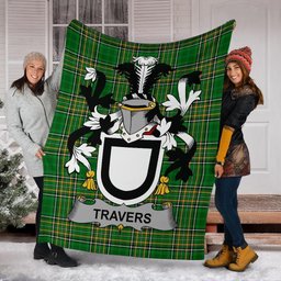 Scottish Travers Coat of Arms Family Crest Ireland Blanket Irish National Tartan Irish County Blanket