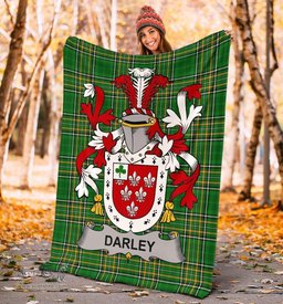 Scottish Darley Coat of Arms Family Crest Ireland Blanket Irish National Tartan Irish County Blanket