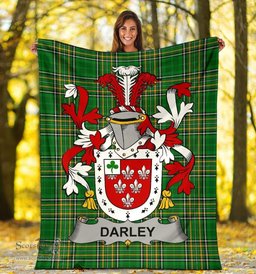Scottish Darley Coat of Arms Family Crest Ireland Blanket Irish National Tartan Irish County Blanket