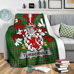 Scottish Tubervile or Tuberville Coat of Arms Family Crest Ireland Blanket Irish National Tartan Irish County Blanket