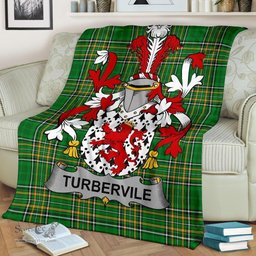 Scottish Tubervile or Tuberville Coat of Arms Family Crest Ireland Blanket Irish National Tartan Irish County Blanket