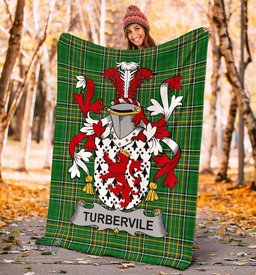 Scottish Tubervile or Tuberville Coat of Arms Family Crest Ireland Blanket Irish National Tartan Irish County Blanket