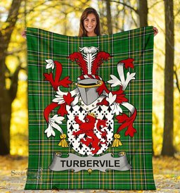 Scottish Tubervile or Tuberville Coat of Arms Family Crest Ireland Blanket Irish National Tartan Irish County Blanket