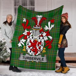 Scottish Tubervile or Tuberville Coat of Arms Family Crest Ireland Blanket Irish National Tartan Irish County Blanket