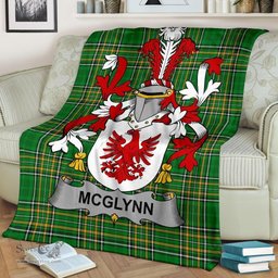 Scottish McGlynn or Glynn Coat of Arms Family Crest Ireland Blanket Irish National Tartan Irish County Blanket