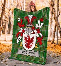 Scottish McGlynn or Glynn Coat of Arms Family Crest Ireland Blanket Irish National Tartan Irish County Blanket