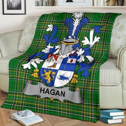Scottish Hagan or O'Hagan Coat of Arms Family Crest Ireland Blanket Irish National Tartan Irish County Blanket