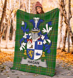 Scottish Hagan or O'Hagan Coat of Arms Family Crest Ireland Blanket Irish National Tartan Irish County Blanket