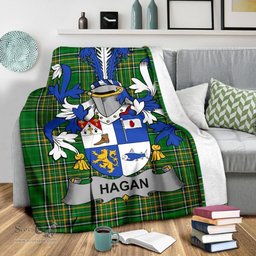 Scottish Hagan or O'Hagan Coat of Arms Family Crest Ireland Blanket Irish National Tartan Irish County Blanket