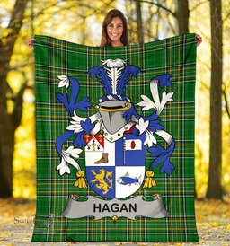 Scottish Hagan or O'Hagan Coat of Arms Family Crest Ireland Blanket Irish National Tartan Irish County Blanket