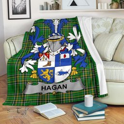 Scottish Hagan or O'Hagan Coat of Arms Family Crest Ireland Blanket Irish National Tartan Irish County Blanket