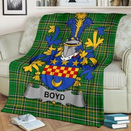 Scottish Boyd (of Danson) Coat of Arms Family Crest Ireland Blanket Irish National Tartan Irish County Blanket