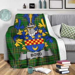 Scottish Boyd (of Danson) Coat of Arms Family Crest Ireland Blanket Irish National Tartan Irish County Blanket