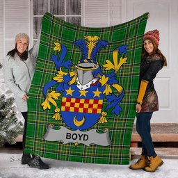 Scottish Boyd (of Danson) Coat of Arms Family Crest Ireland Blanket Irish National Tartan Irish County Blanket