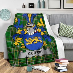 Scottish Currie or O'Currie Coat of Arms Family Crest Ireland Blanket Irish National Tartan Irish County Blanket