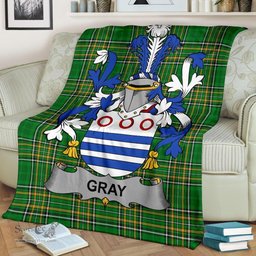 Scottish Gray Coat of Arms Family Crest Ireland Blanket Irish National Tartan Irish County Blanket