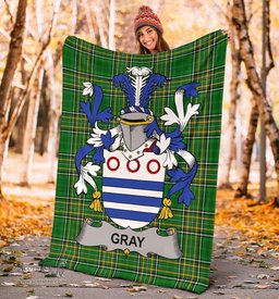 Scottish Gray Coat of Arms Family Crest Ireland Blanket Irish National Tartan Irish County Blanket