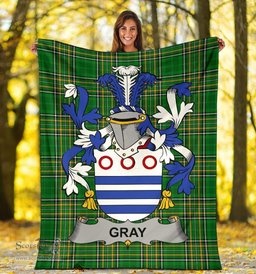 Scottish Gray Coat of Arms Family Crest Ireland Blanket Irish National Tartan Irish County Blanket