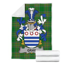 Scottish Gray Coat of Arms Family Crest Ireland Blanket Irish National Tartan Irish County Blanket