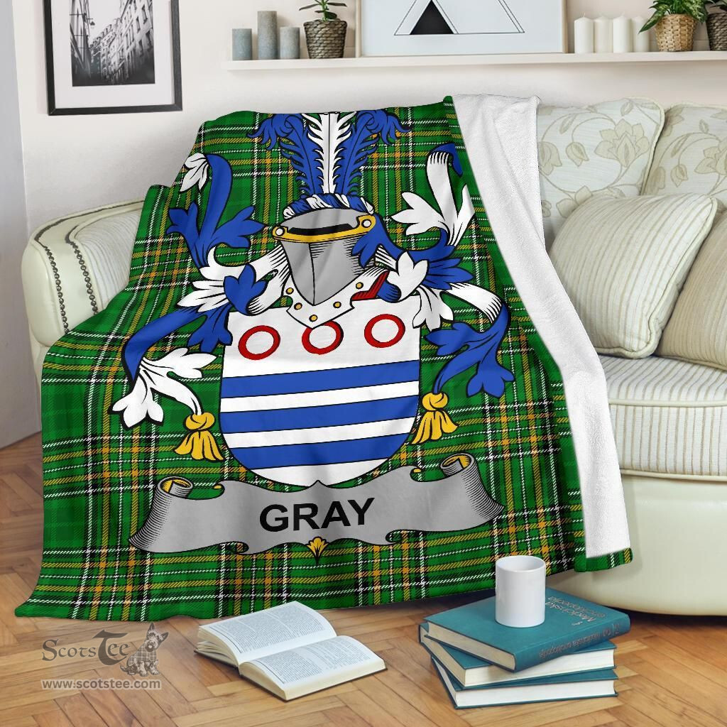Scottish Gray Coat of Arms Family Crest Ireland Blanket Irish National Tartan Irish County Blanket