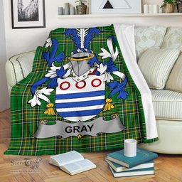 Scottish Gray Coat of Arms Family Crest Ireland Blanket Irish National Tartan Irish County Blanket