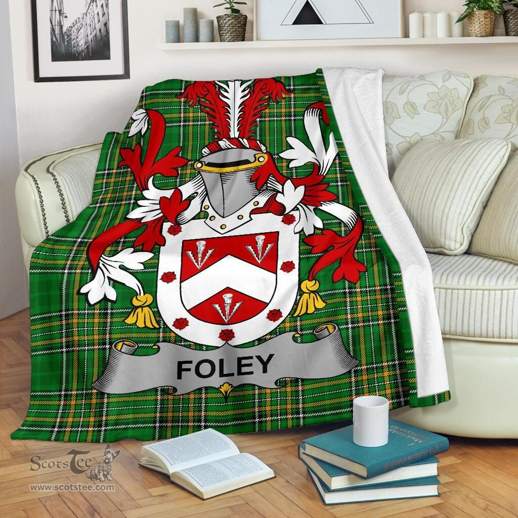 Scottish Foley Coat of Arms Family Crest Ireland Blanket Irish National Tartan Irish County Blanket