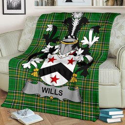 Scottish Wills Coat of Arms Family Crest Ireland Blanket Irish National Tartan Irish County Blanket