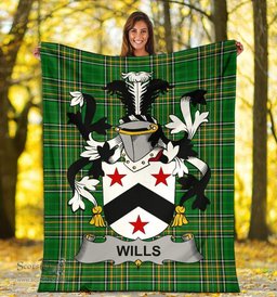 Scottish Wills Coat of Arms Family Crest Ireland Blanket Irish National Tartan Irish County Blanket