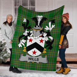 Scottish Wills Coat of Arms Family Crest Ireland Blanket Irish National Tartan Irish County Blanket