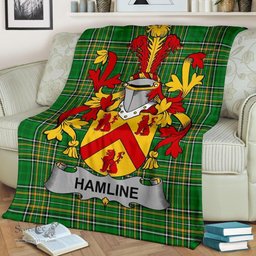 Scottish Hamline Coat of Arms Family Crest Ireland Blanket Irish National Tartan Irish County Blanket