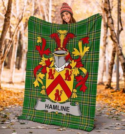 Scottish Hamline Coat of Arms Family Crest Ireland Blanket Irish National Tartan Irish County Blanket