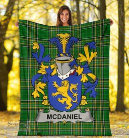 Scottish McDaniel or Daniel Coat of Arms Family Crest Ireland Blanket Irish National Tartan Irish County Blanket