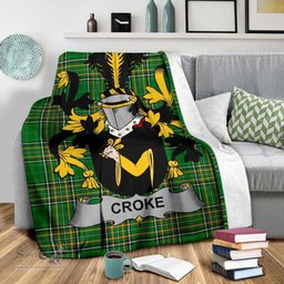 Scottish Croke Coat of Arms Family Crest Ireland Blanket Irish National Tartan Irish County Blanket