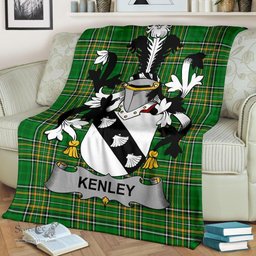 Scottish Kenley Coat of Arms Family Crest Ireland Blanket Irish National Tartan Irish County Blanket