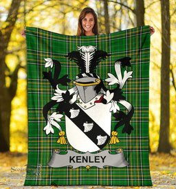 Scottish Kenley Coat of Arms Family Crest Ireland Blanket Irish National Tartan Irish County Blanket