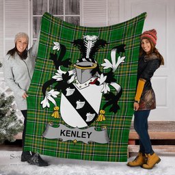 Scottish Kenley Coat of Arms Family Crest Ireland Blanket Irish National Tartan Irish County Blanket
