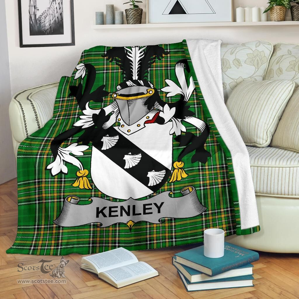 Scottish Kenley Coat of Arms Family Crest Ireland Blanket Irish National Tartan Irish County Blanket