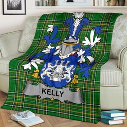 Scottish Kelly or O'Kelly Coat of Arms Family Crest Ireland Blanket Irish National Tartan Irish County Blanket