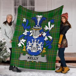 Scottish Kelly or O'Kelly Coat of Arms Family Crest Ireland Blanket Irish National Tartan Irish County Blanket