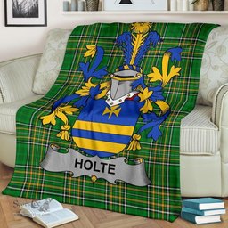 Scottish Holte or Holt Coat of Arms Family Crest Ireland Blanket Irish National Tartan Irish County Blanket