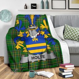 Scottish Holte or Holt Coat of Arms Family Crest Ireland Blanket Irish National Tartan Irish County Blanket