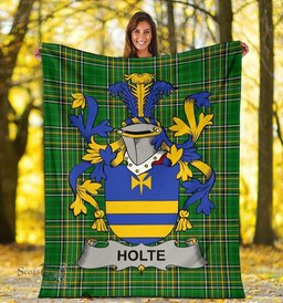Scottish Holte or Holt Coat of Arms Family Crest Ireland Blanket Irish National Tartan Irish County Blanket