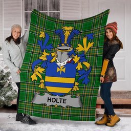 Scottish Holte or Holt Coat of Arms Family Crest Ireland Blanket Irish National Tartan Irish County Blanket