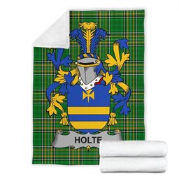 Scottish Holte or Holt Coat of Arms Family Crest Ireland Blanket Irish National Tartan Irish County Blanket